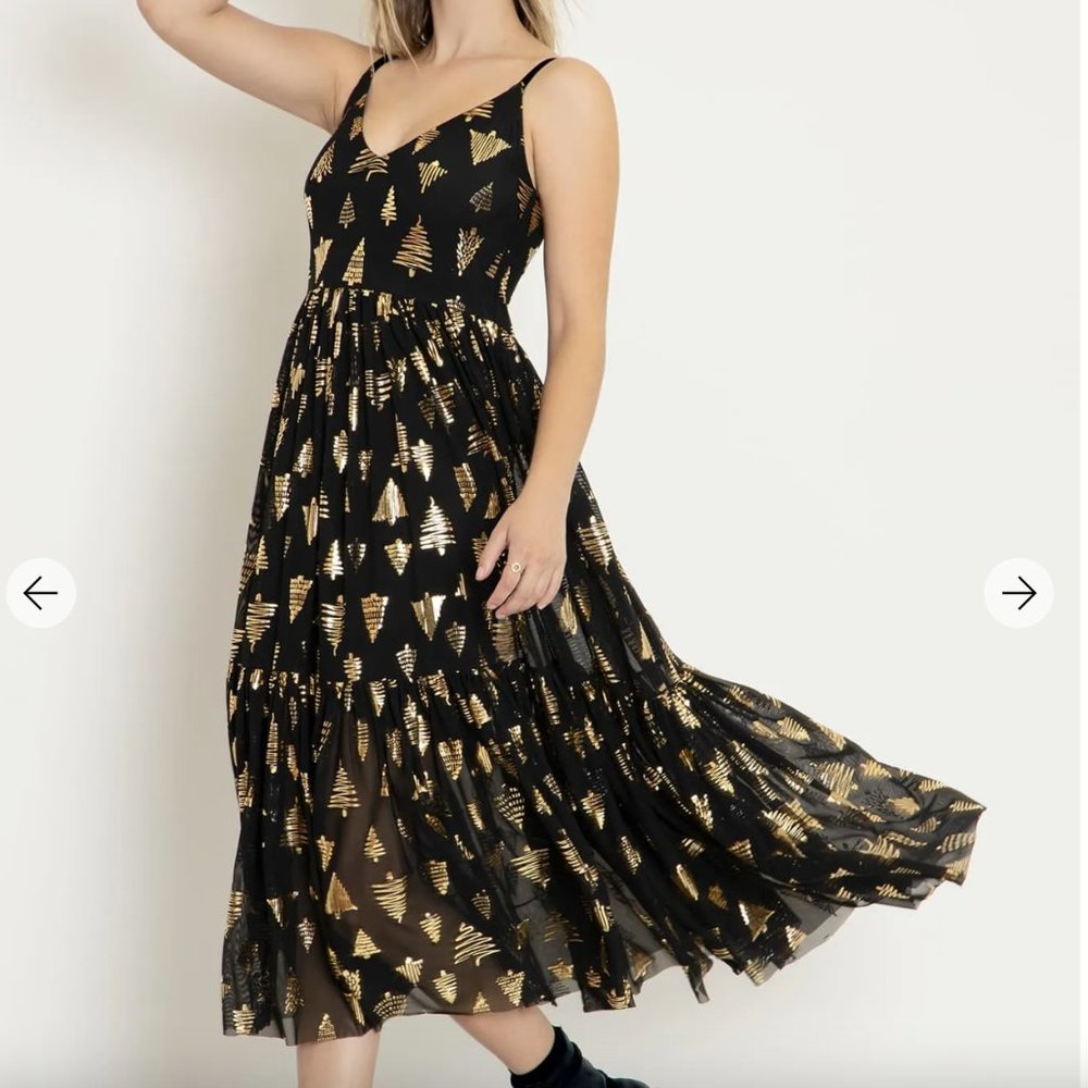 Blackmilk Oh Christmas Tree Sheer Midaxi Dress (Size XS) NWOT